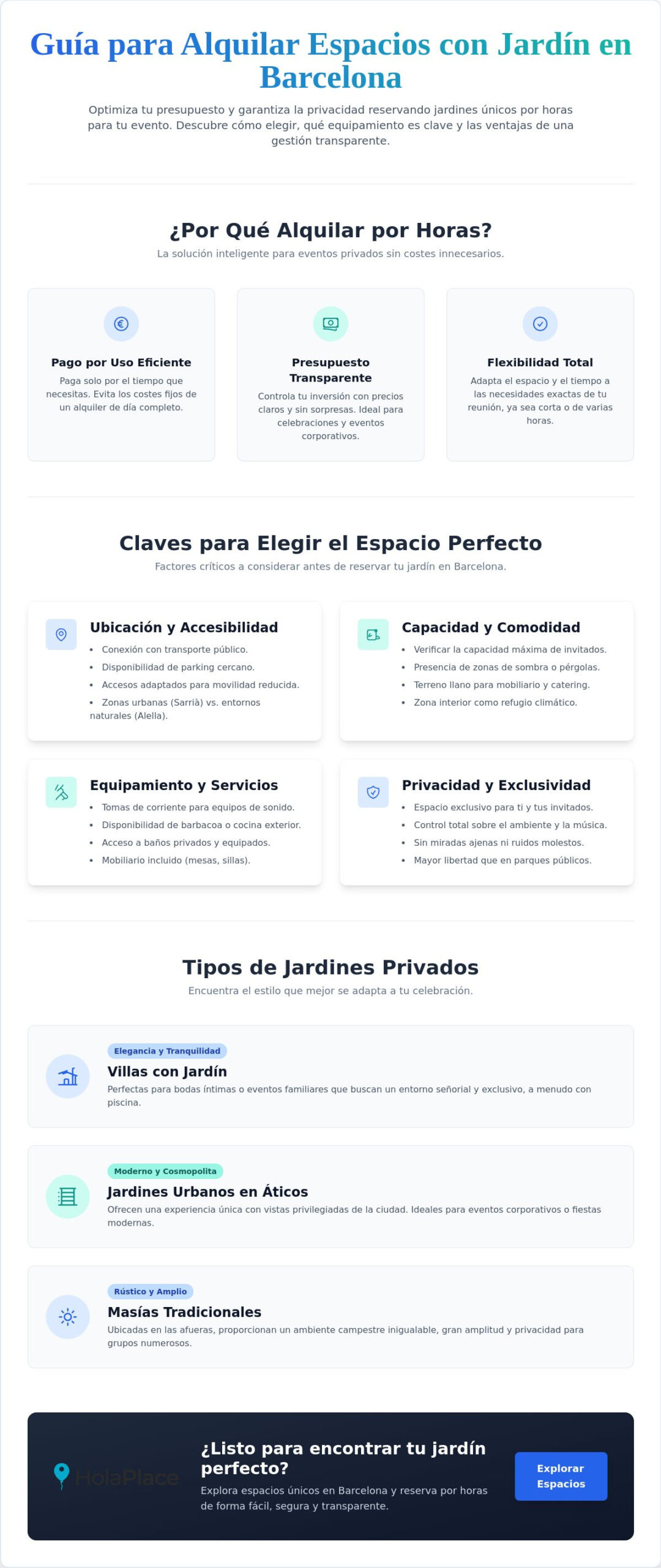 Espacios para eventos con jardín en Barcelona