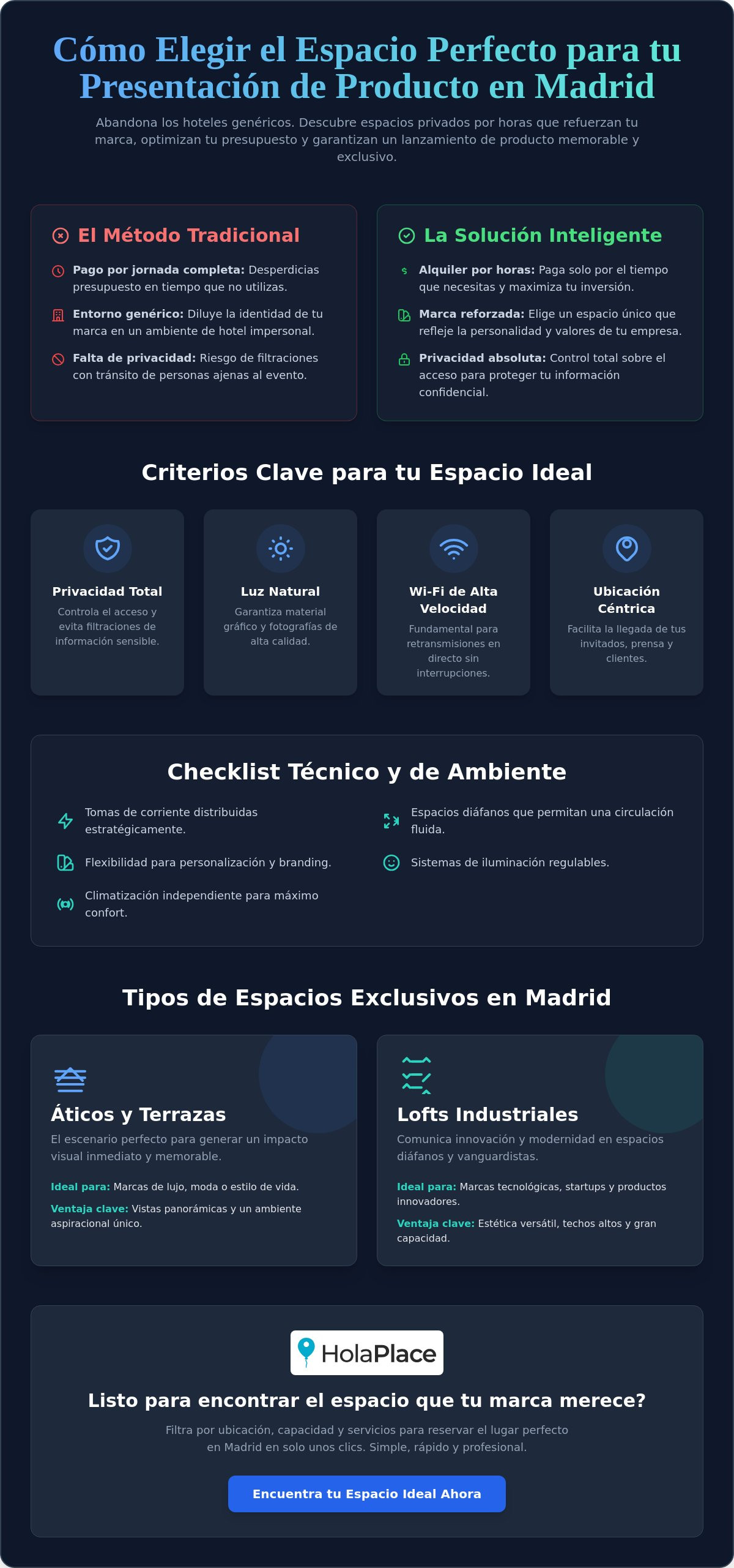 Espacios para presentaciones de producto Madrid: Guía 2026